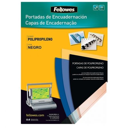 Fellowes Tapas de Encuadernación A4 Polipropileno Negro 500 Micras Pack de 100 Unidades
